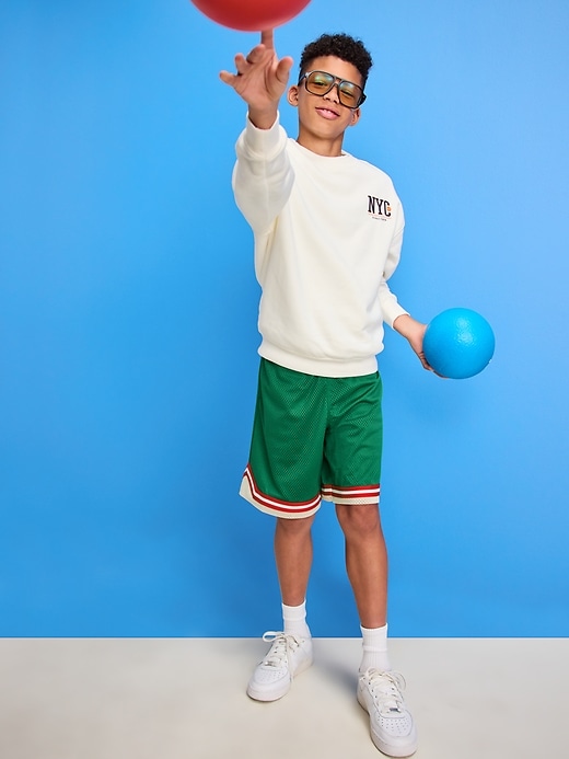Image number 1 showing, Knee Length Mesh Basketball Shorts for Boys