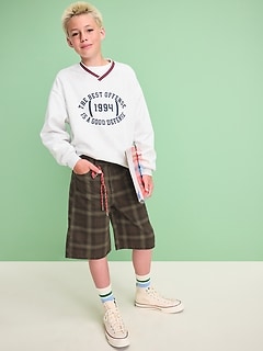Below Knee Baggy Canvas Shorts for Boys