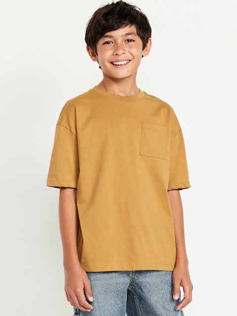 Oversized Short-Sleeve Pocket T-Shirt for Boys - Celandine