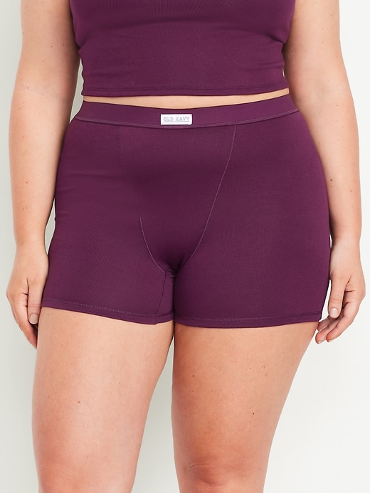 Image number 7 showing, High-Waisted Ribbed Boyshort Briefs -- 3-inch inseam