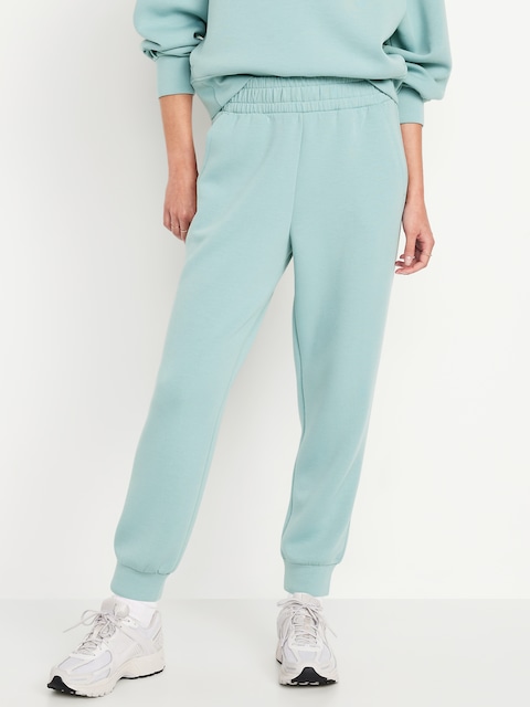 High-Waisted Bounce Fleece Jogger Sweatpants - Foggy Dew