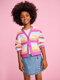 Image number 1 showing, High-Waisted Wrap-Front Jean Skort for Girls