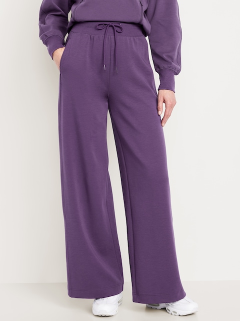 Extra High-Waisted Dynamic Fleece Wide-Leg Sweatpants - Purple Maxine