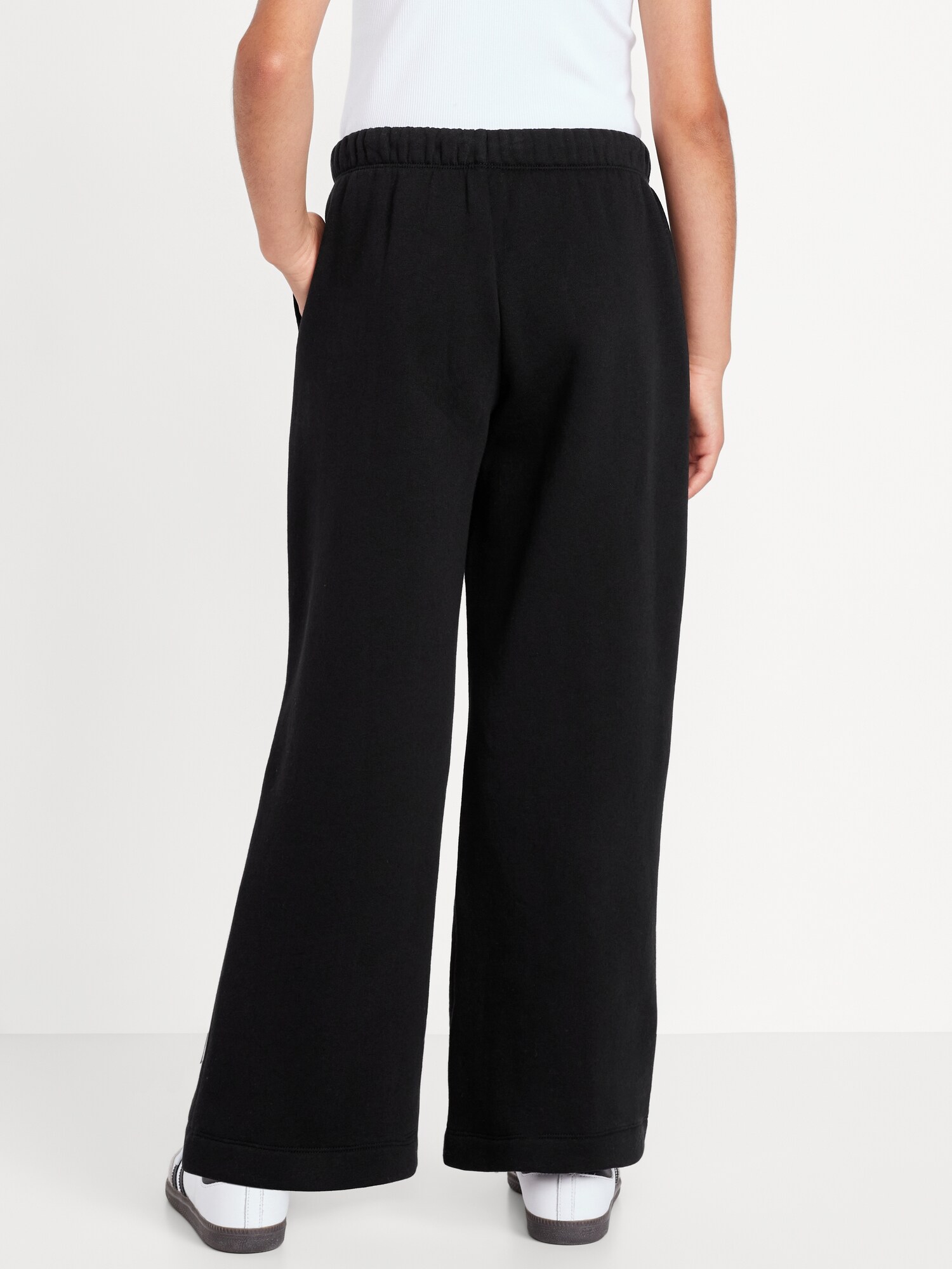 Брюки Old Navy Favorite Fleece High-Waisted Wide-Leg Sweatpants для девочек, цвет: Чёрный — фото 2