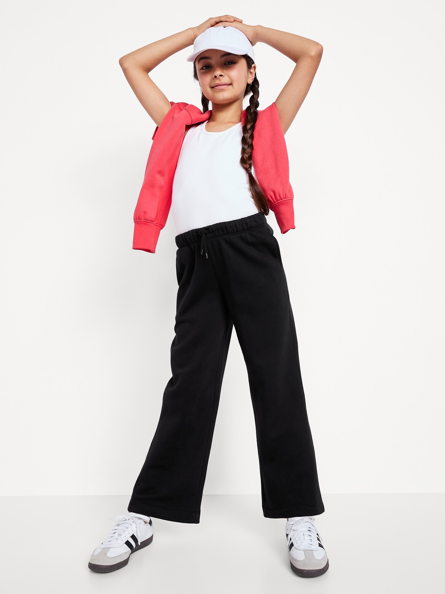 Брюки Old Navy Favorite Fleece High-Waisted Wide-Leg Sweatpants для девочек, цвет: Чёрный — фото 3