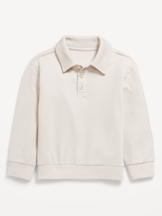 Image number 1 showing, Oversized Long-Sleeve Ribbed Polo Sweater for Toddler Boys