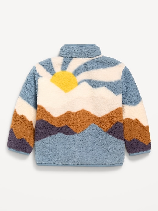 Image number 2 showing, Oversized Printed Sherpa Zip-Pocket Jacket for Toddler Boys