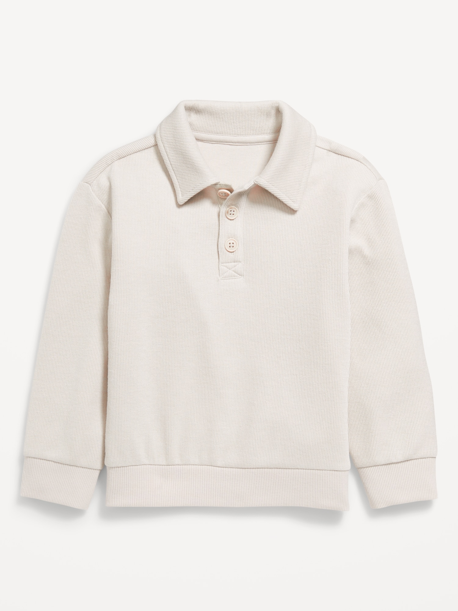 Oversized Long-Sleeve Ribbed Polo Sweater for Toddler Boys
