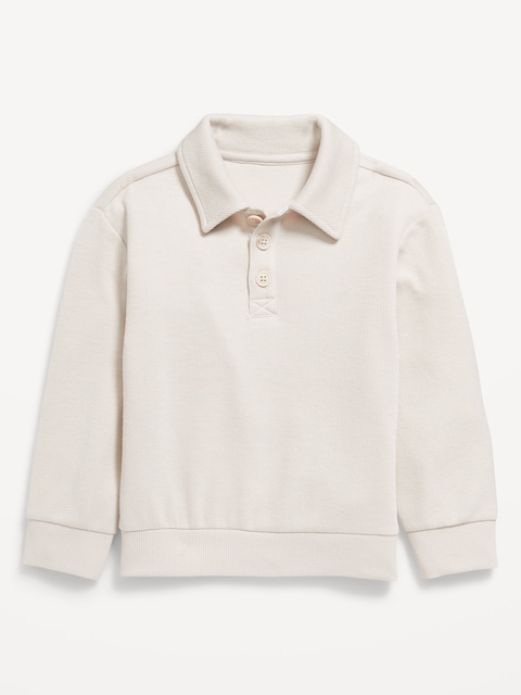 Oversized Long-Sleeve Ribbed Polo Sweater for Toddler Boys - A Shore Thing
