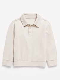 Image number 1 showing, Oversized Long-Sleeve Ribbed Polo Sweater for Toddler Boys