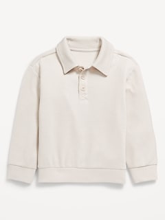 Oversized Long-Sleeve Ribbed Polo Sweater for Toddler Boys