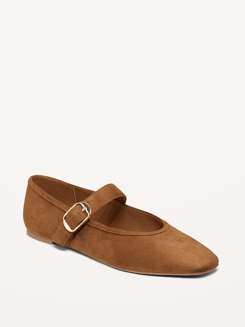 Mary Jane Ballet Flats for Women - Chestnut