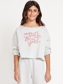 Image number 1 showing, Boat-Neck Graphic Sweatshirt for Girls