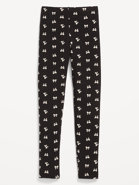 Printed Leggings for Girls - Black Bow