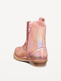 Image number 3 showing, Shiny Side-Zip Western Boots for Toddler Girls