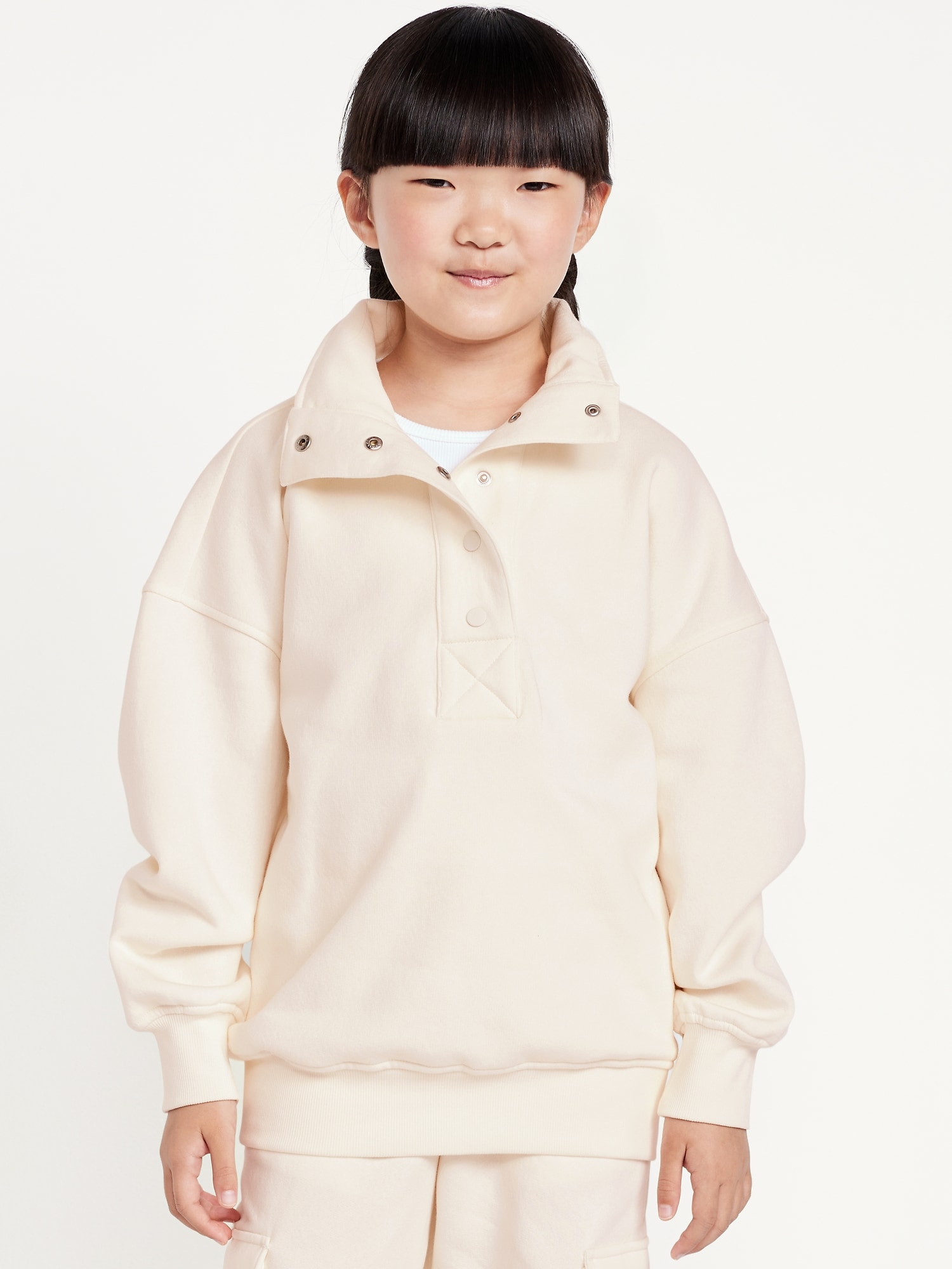 Oversized Snap-Button Sweatshirt for Girls