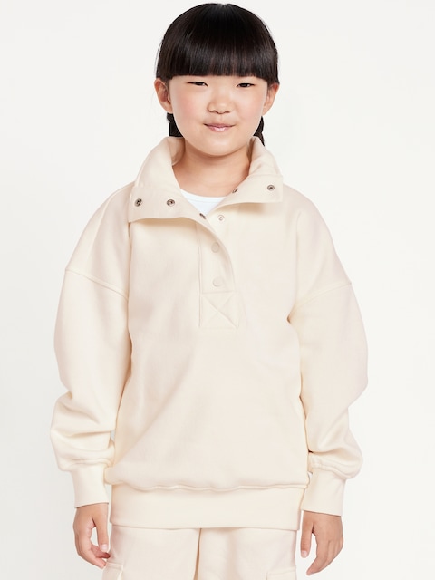 Oversized Snap-Button Sweatshirt for Girls - Creme De La Creme