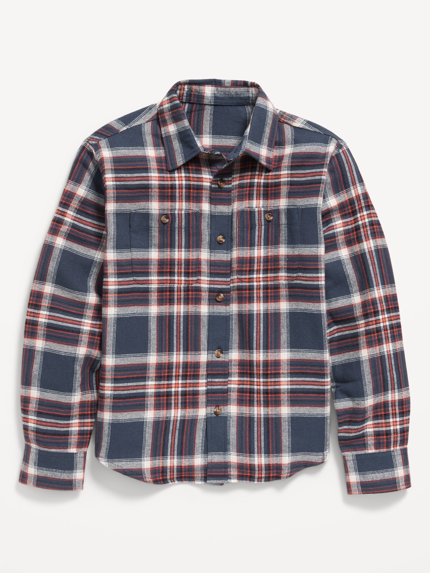Long-Sleeve Pocket Plaid Flannel Shirt for Boys