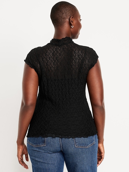 Image number 5 showing, Mock-Neck Lace Top