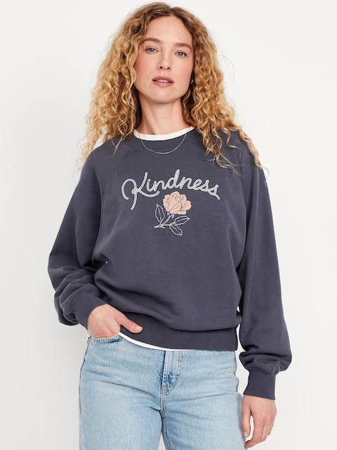 SoComfy Oversized Graphic Raglan Sweatshirt - Kindness