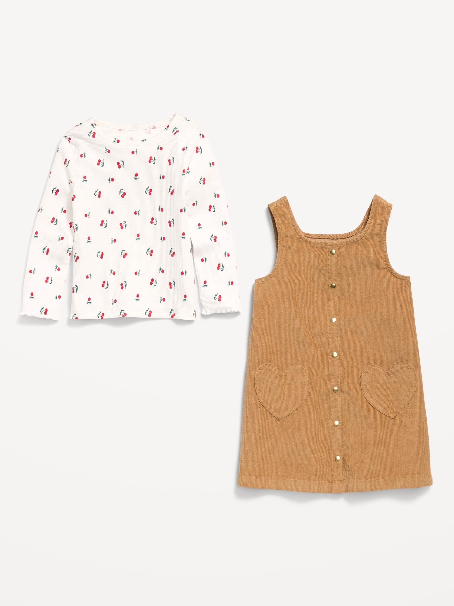 Long-Sleeve T-Shirt and Corduroy Dress Set for Toddler Girls