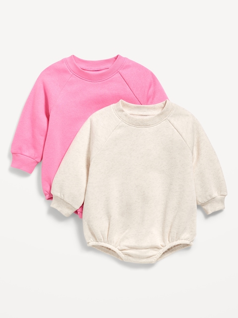 Long-Sleeve Fleece One-Piece Romper 2-Pack for Baby - Solid Pack