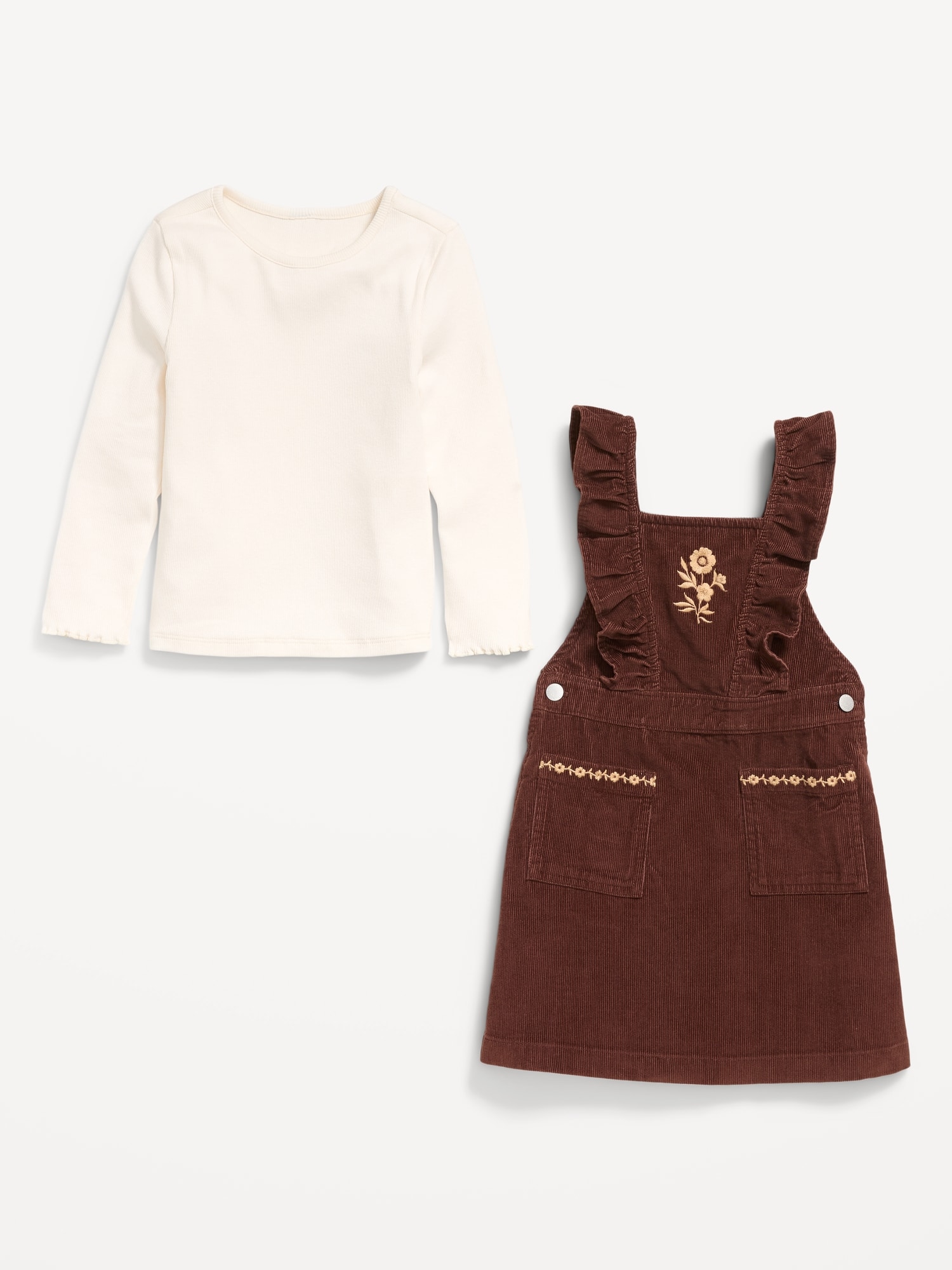 Long-Sleeve T-Shirt and Corduroy Dress Set for Toddler Girls