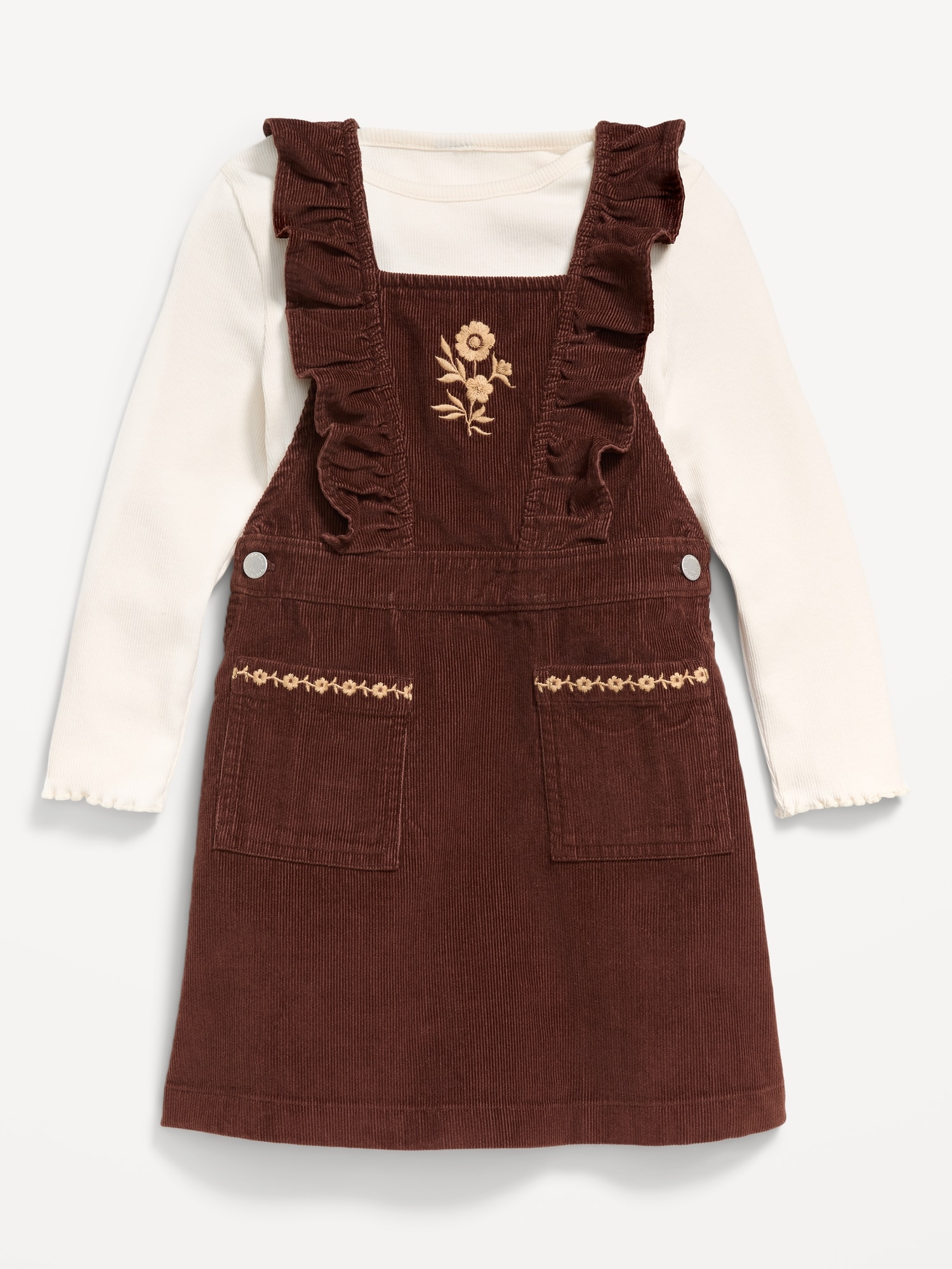 Long-Sleeve T-Shirt and Corduroy Dress Set for Toddler Girls