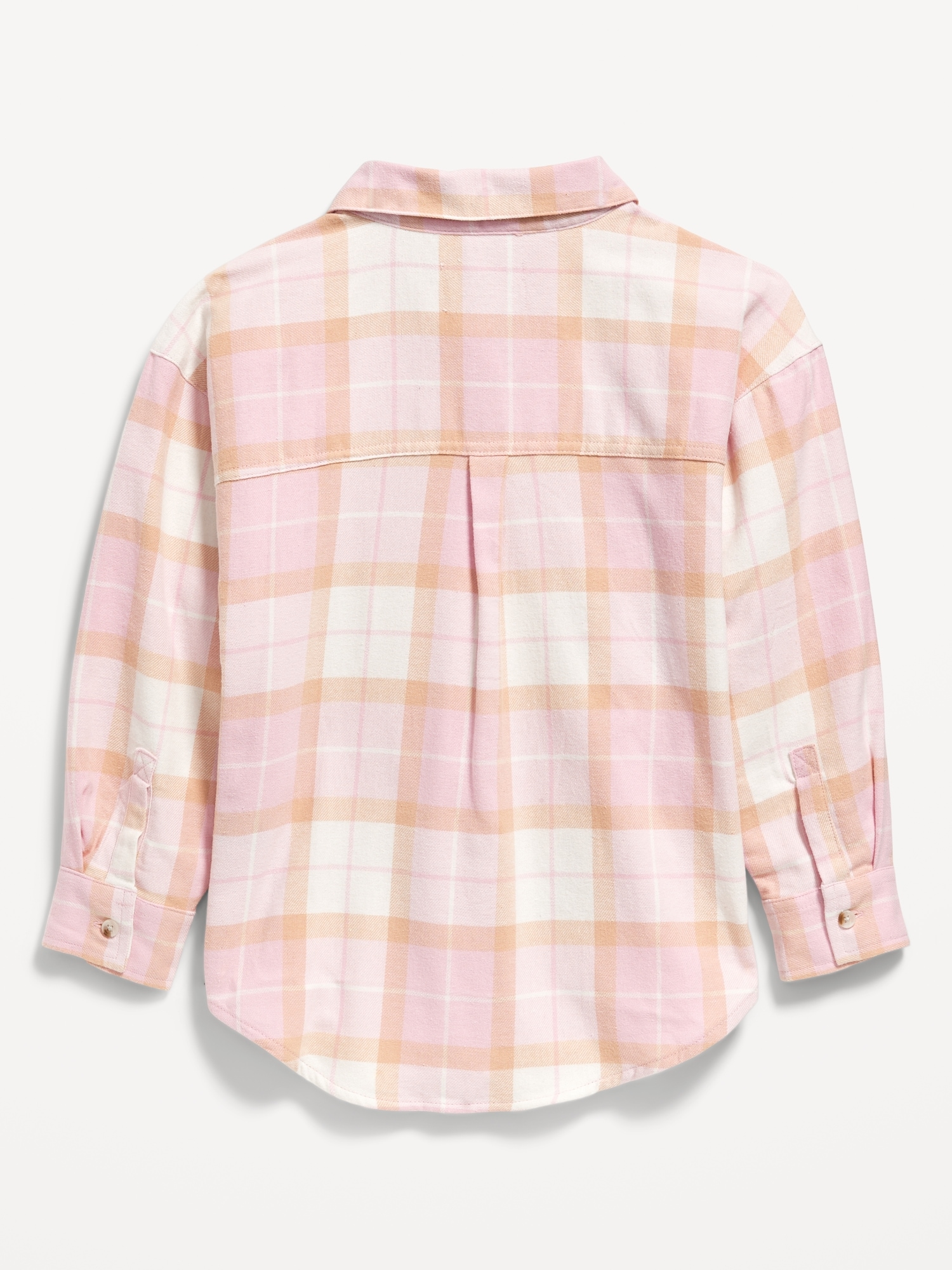 Oversized Long-Sleeve Plaid Flannel Shirt for Girls