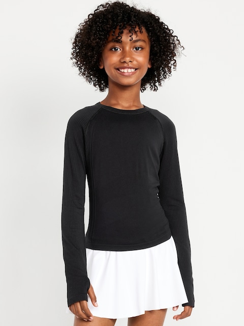 Fitted Seamless Performance Top for Girls - Black Jack