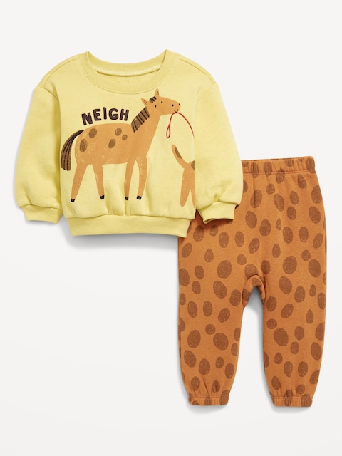 Printed Henley Sweatshirt and Sweatpants Set for Baby