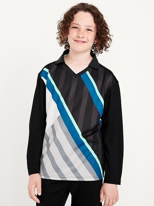 Image number 3 showing, Oversized Long-Sleeve Collared Soccer Top for Boys