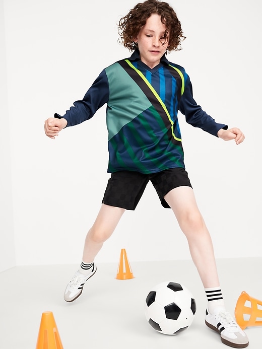Image number 1 showing, Oversized Long-Sleeve Collared Soccer Top for Boys