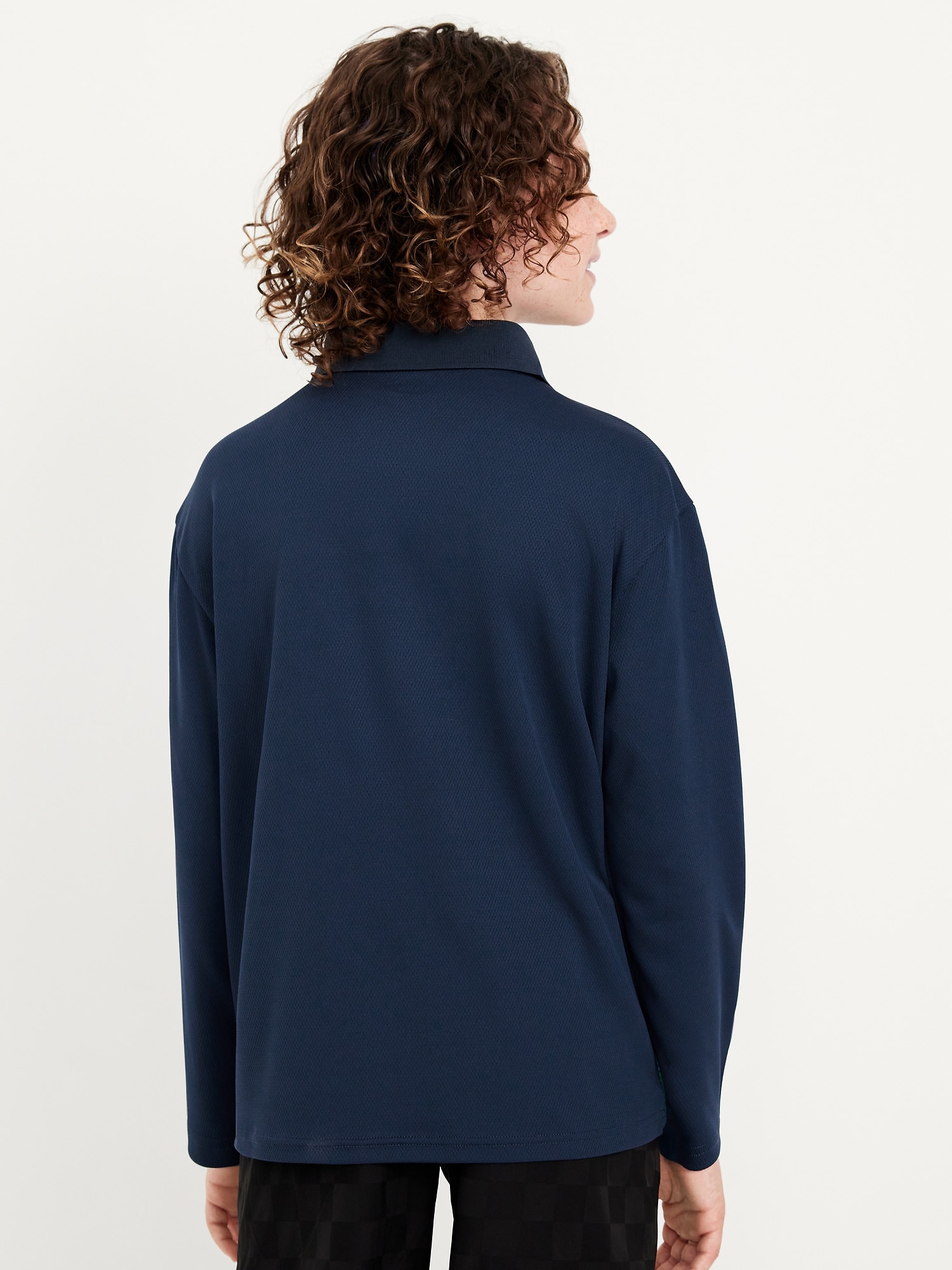 Oversized Long-Sleeve Collared Soccer Top for Boys