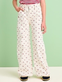 Image number 3 showing, Printed High-Waisted Baggy Wide-Leg Jeans for Girls