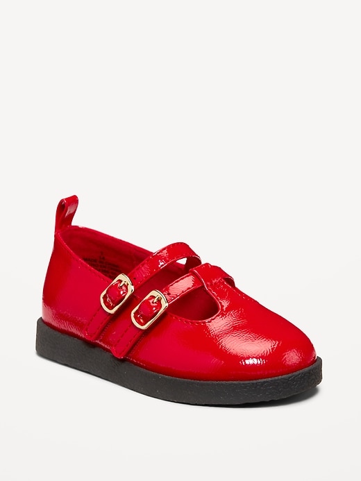 Image number 1 showing, Shiny Faux-Leather Double-Buckle Mary Jane Shoes for Toddler Girls