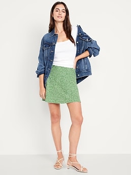 High-Waisted Crepe Mini Skirt - image 3