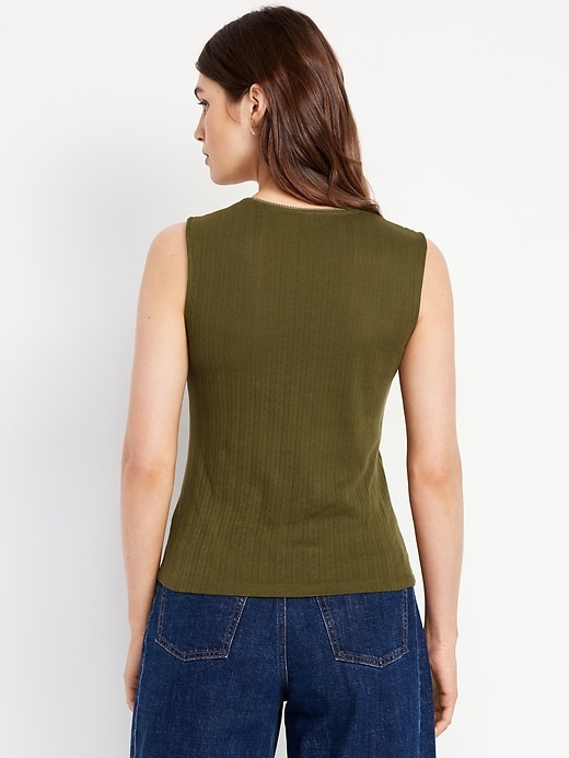 Image number 2 showing, Trapeze-Neck Pointelle Top