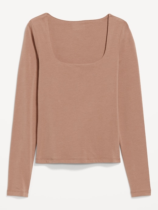 Image number 8 showing, Fitted Double-Layer Scoop-Neck Top