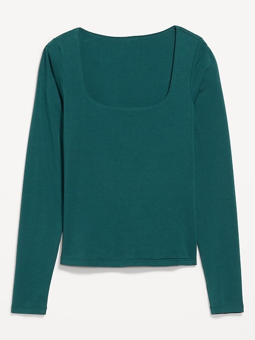Image number 8 showing, Fitted Double-Layer Scoop-Neck Top