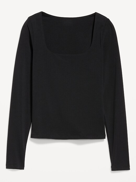 Image number 8 showing, Fitted Double-Layer Scoop-Neck Top