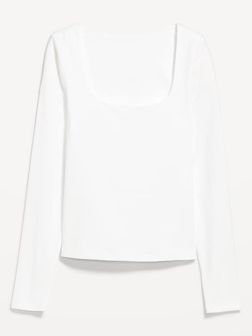 Image number 8 showing, Fitted Double-Layer Scoop-Neck Top