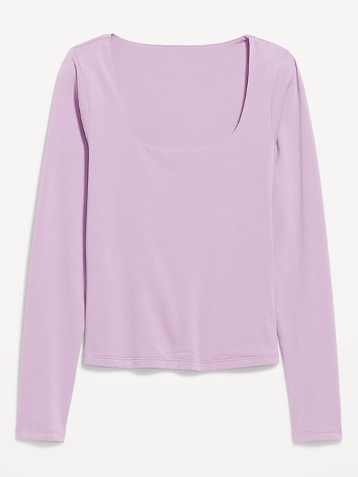 Image number 8 showing, Fitted Double-Layer Scoop-Neck Top