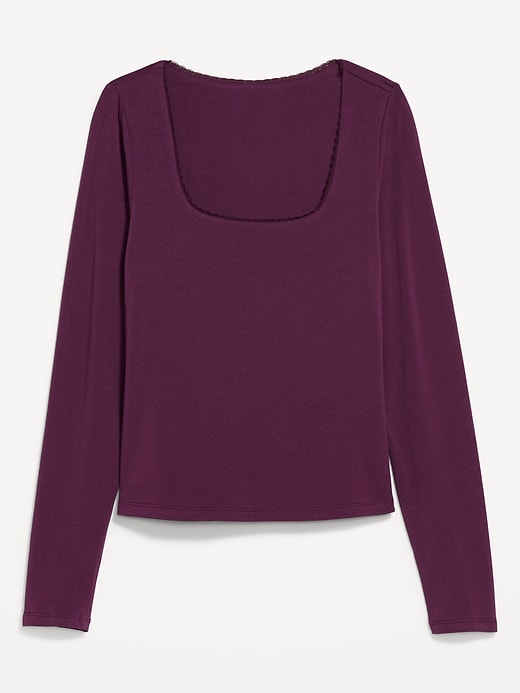 Image number 9 showing, Fitted Double-Layer Scoop-Neck Top