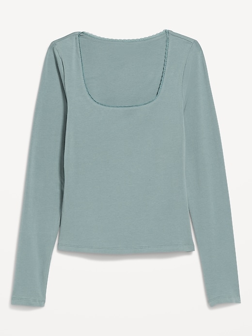 Image number 9 showing, Fitted Double-Layer Scoop-Neck Top