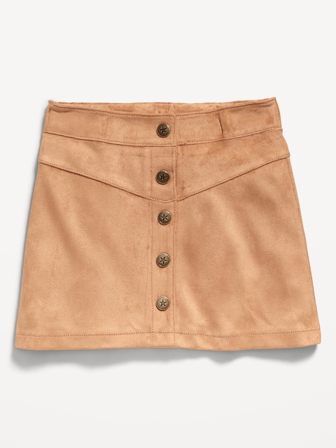 Button-Front Faux-Suede Skirt for Toddler Girls - Candy Graham