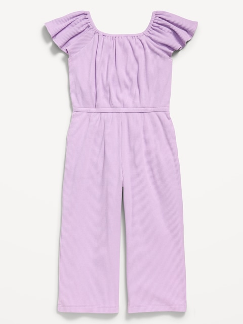 Flutter-Sleeve Ribbed Jumpsuit for Toddler Girls - Clary Sage