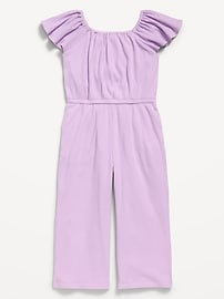 Image number 1 showing, Flutter-Sleeve Ribbed Jumpsuit for Toddler Girls