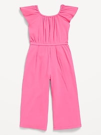 Image number 1 showing, Flutter-Sleeve Ribbed Jumpsuit for Toddler Girls