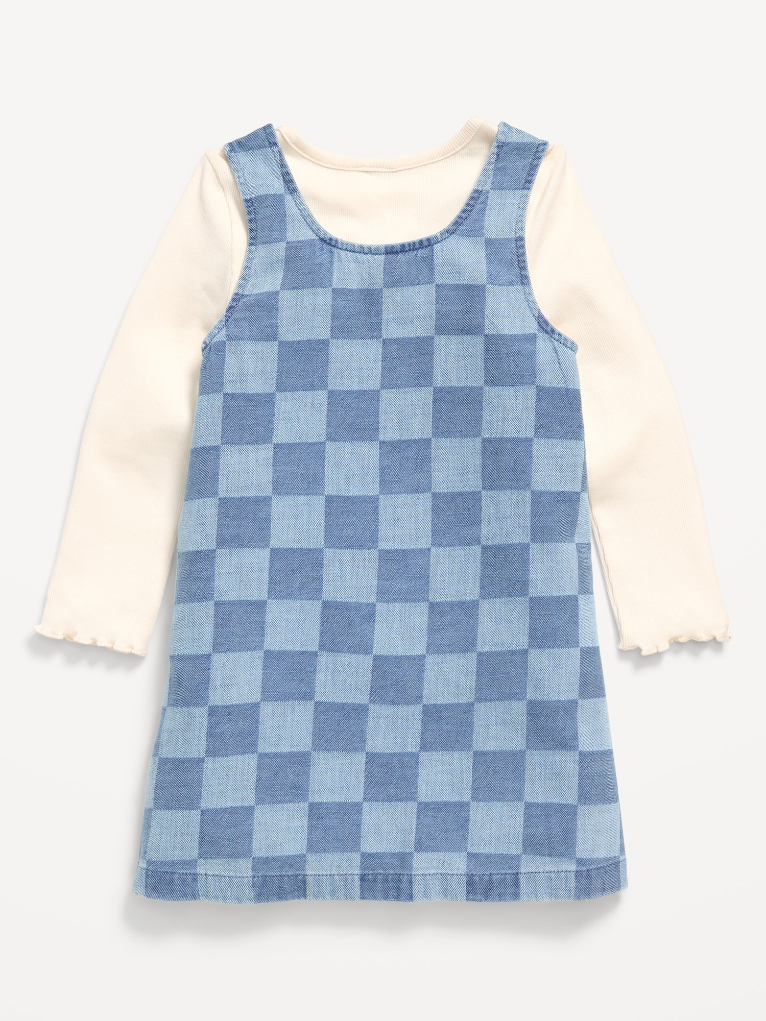 Long-Sleeve Ribbed T-Shirt and Dress Set for Toddler Girls